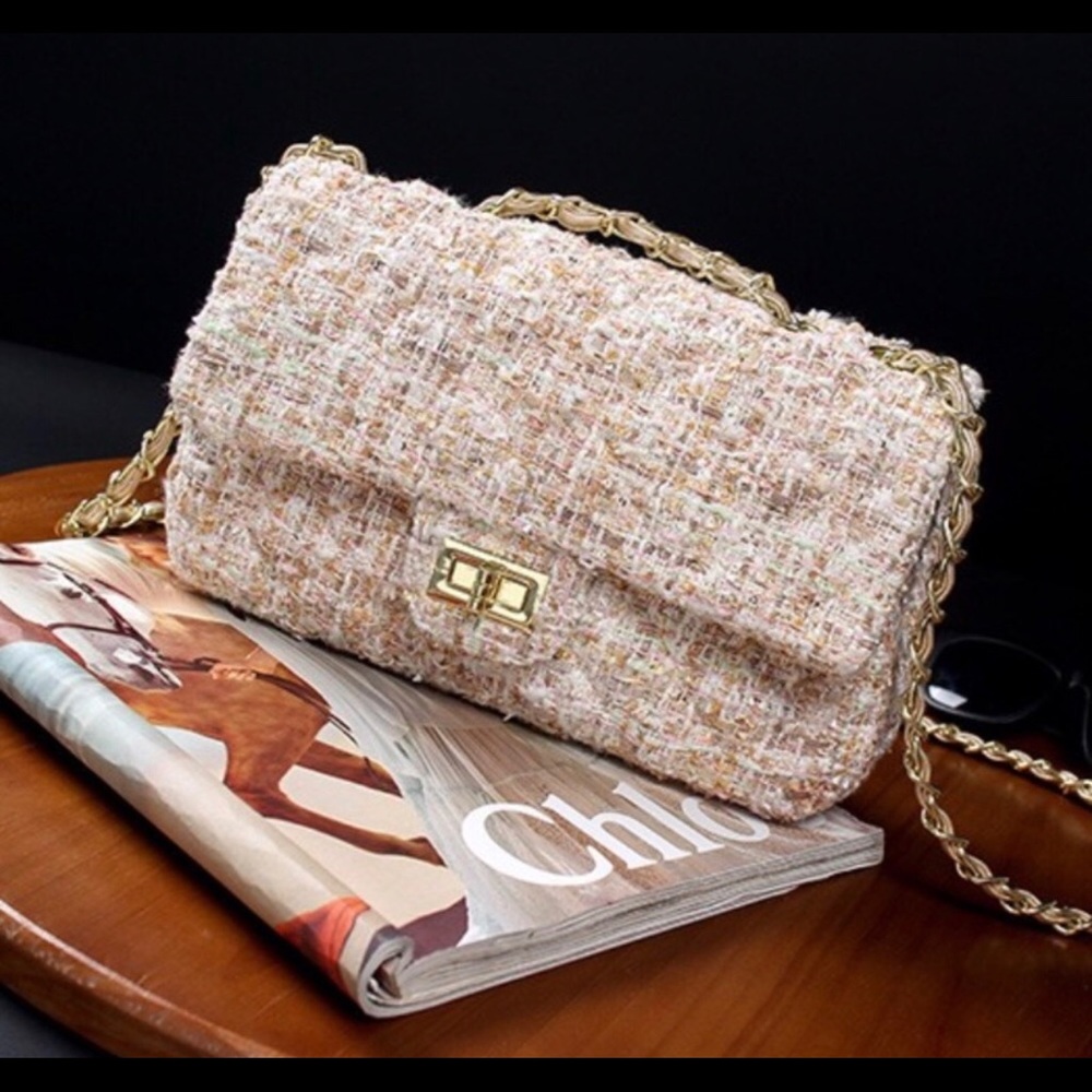 Cross body / over the shoulder mixed fabric bag